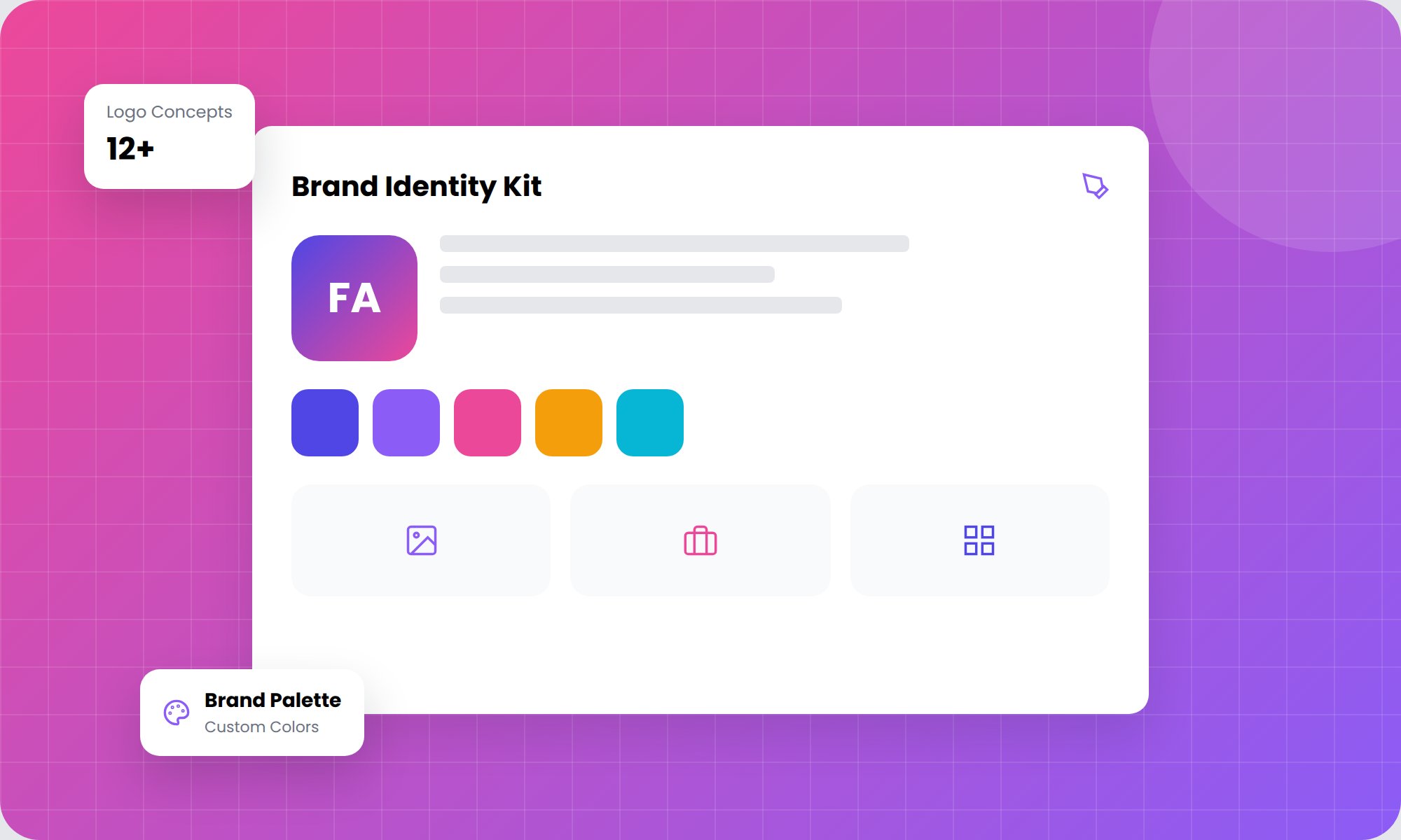 Brand identity kit with logo and color palette